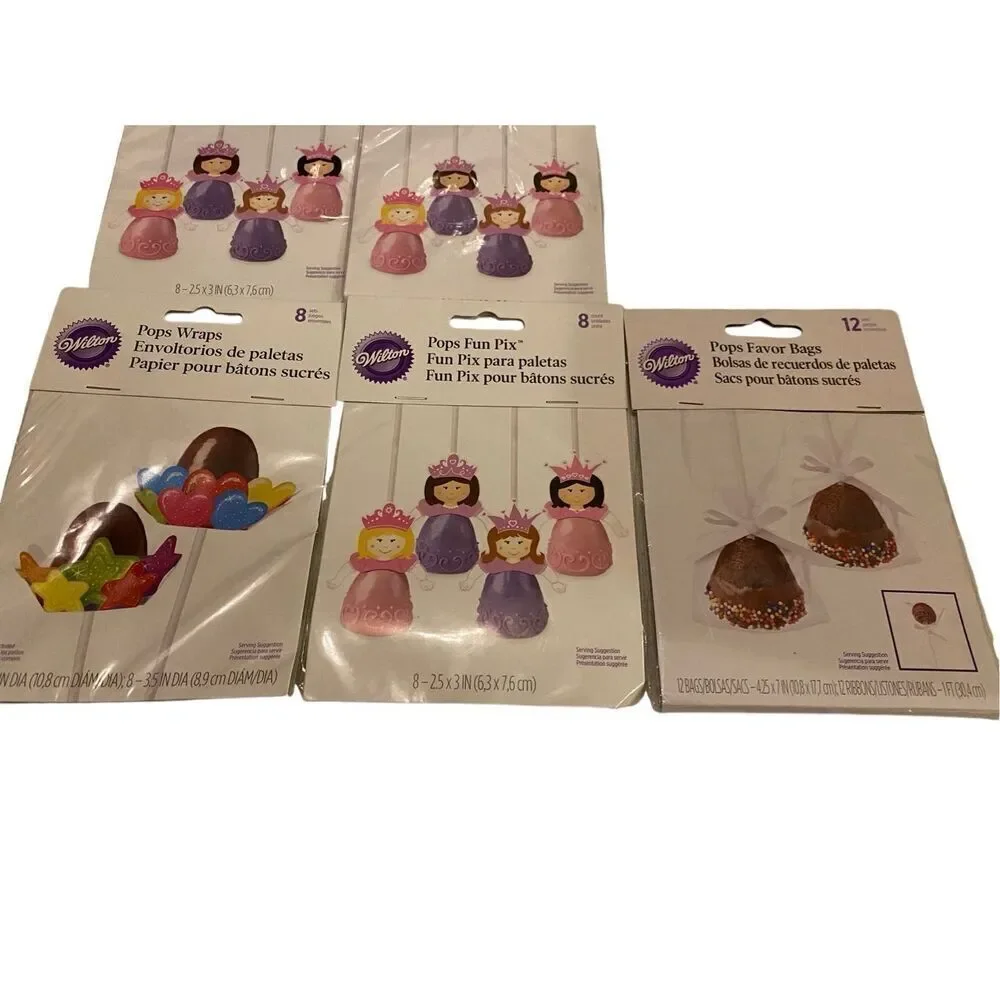 Lot Of 5 Pops Favor Bags Wraps Fun Pix Princess Stars Hearts Birthday Party